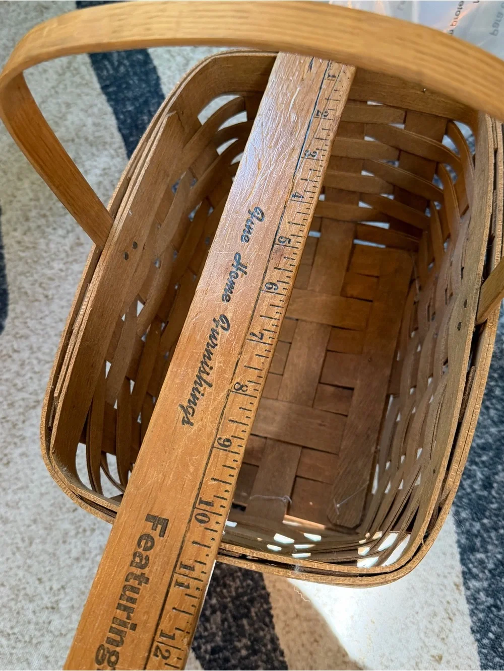 Longaberger Farmhouse Wooden Handmade Woven Basket Dresden